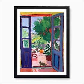 Open Window With Cat Matisse Style Tuscany Italy 3 Art Print