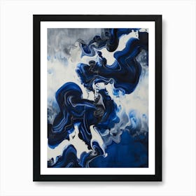 Abstract Blue And White Painting 2 Art Print