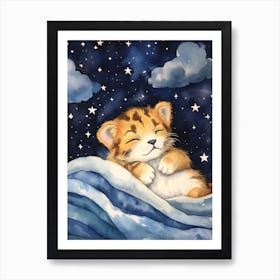 Baby Tiger Cub 2 Sleeping In The Clouds Art Print