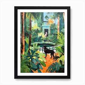 Painting Of A Dog In Central Park Conservatory Garden, Usa In The Style Of Matisse 02 Art Print