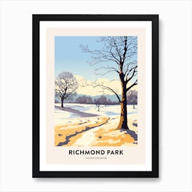 Vintage Winter Travel Poster Richmond Park England 3 Art Print