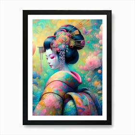 Japan Traditional Geisha Illustration By Ad 140 Art Print