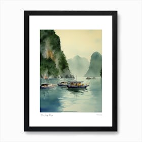 Ha Long Bay, Vietnam 2 Watercolour Travel Poster Art Print