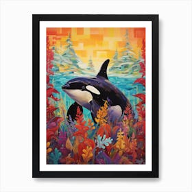 Surreal Orca Whales With Waves3 Art Print