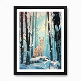 Winter Lynx 1 Illustration Art Print