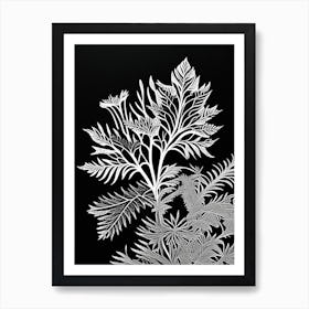 Sweet Cicely Leaf Linocut 3 Art Print