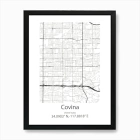Covina,United States Minimalist Map 1 Art Print