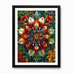 Colorful Stained Glass Flowers 20 Art Print