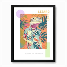Lizard In A Floral Shirt Modern Colourful Abstract Illustration 1 Poster Art Print