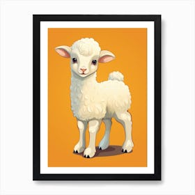 Sheep On An Orange Background Art Print