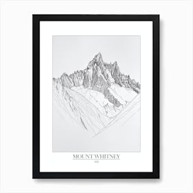 Mount Whitney Usa Line Drawing 4 Poster Art Print