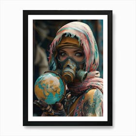 Girl In A Gas Mask Art Print