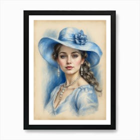 Blue Hat Art Print