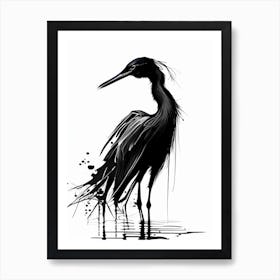 Black Heron Impressionistic 2 Art Print