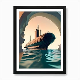 Submarine In The Sea-Reimagined 1 Art Print