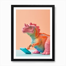 Toy Dinosaur On The Phone 3 Art Print