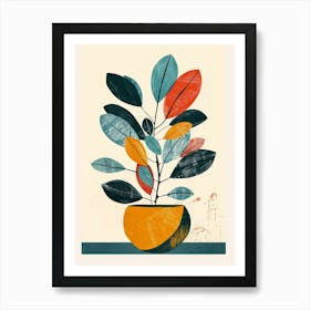 Money Tree Plant Minimalist Illustration 5 Art Print