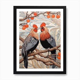Art Nouveau Birds Poster Rooster 4 Art Print