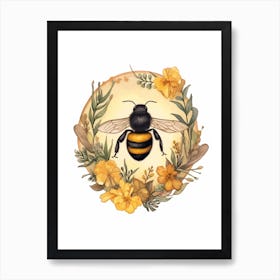 Northern Bumble Bee Beehive Watercolour Illustration 3 Art Print