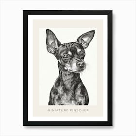 Miniature Pinscher Dog Line Sketch 3 Poster Art Print