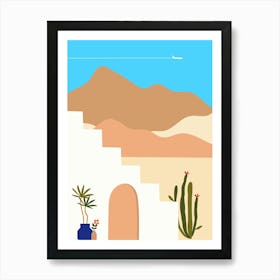Cactus In The Desert. Boho, Boho decor: Egypt, Morocco, Tunisia poster #1 Art Print