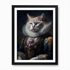 Cute Siberian Cat Medieval Cool Art Print