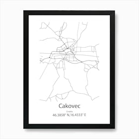 Cakovec,Croatia Minimalist Map Art Print