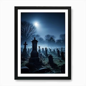 Graveyard At Night 26 Art Print