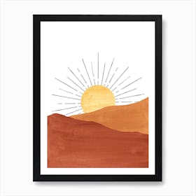 Sunset In The Desert, abstract terracotta landscape Art Print