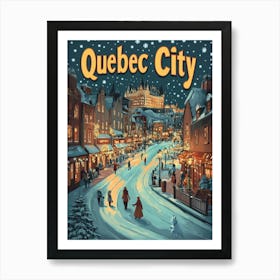 Aihrgdesign A Mid Century Modern Travel Poster For Quebec City 3 Art Print