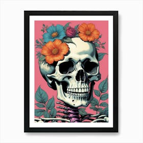 Floral Skeleton In The Style Of Pop Art (47) Art Print