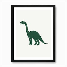 Green Brachiosaurus Silhouette  Art Print