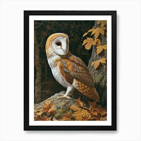 Barn Owl Relief Illustration 1 Art Print