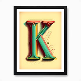 K, Letter, Alphabet Vintage Sketch 1 Art Print