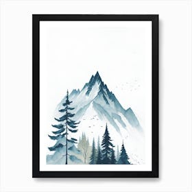 Mountain And Forest In Minimalist Watercolor Vertical Composition 101 Art Print