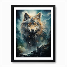 Wolf in the night Art Print