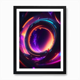 Wormhole Neon Nights Space Art Print