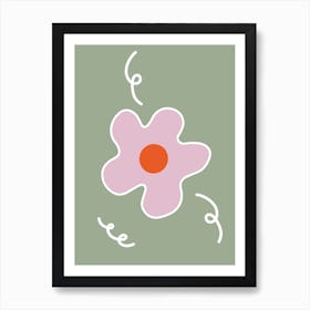 Pink Flower Doodle Art Print