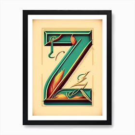 Z, Letter, Alphabet Vintage Sketch 2 Art Print