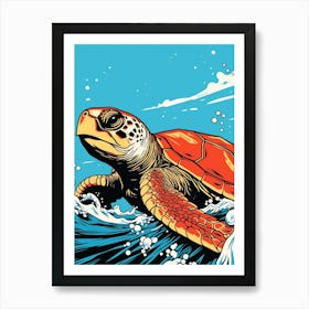 Comic Style Sea Turtle 3 Art Print