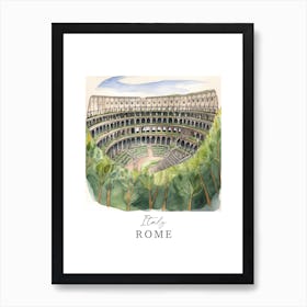 Italy, Rome Storybook 3 Travel Poster Watercolour Art Print