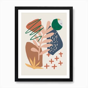 Abstract Organic Shapes Collage Art Print