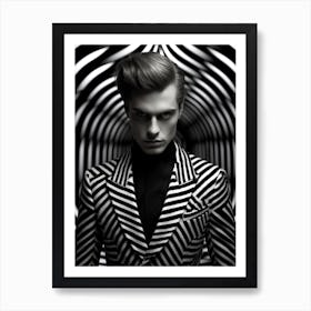 Black And White Striped Suit Art Print