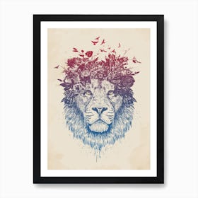 Floral lion III Art Print