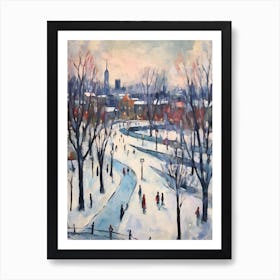 Winter City Park Painting Gorky Park Moscow Russia 1 Art Print