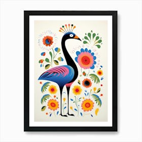 Scandinavian Bird Illustration Ostrich 3 Art Print