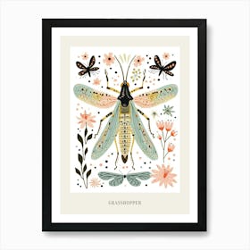 Colourful Insect Illustration Grasshopper 9 Poster Art Print