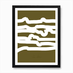 White Lines On Olive Green Art Print