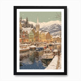 Vintage Winter Illustration Troms Norway 1 Art Print