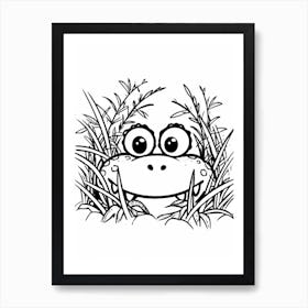 Line Art Jungle Animal Crocodile 4 Art Print